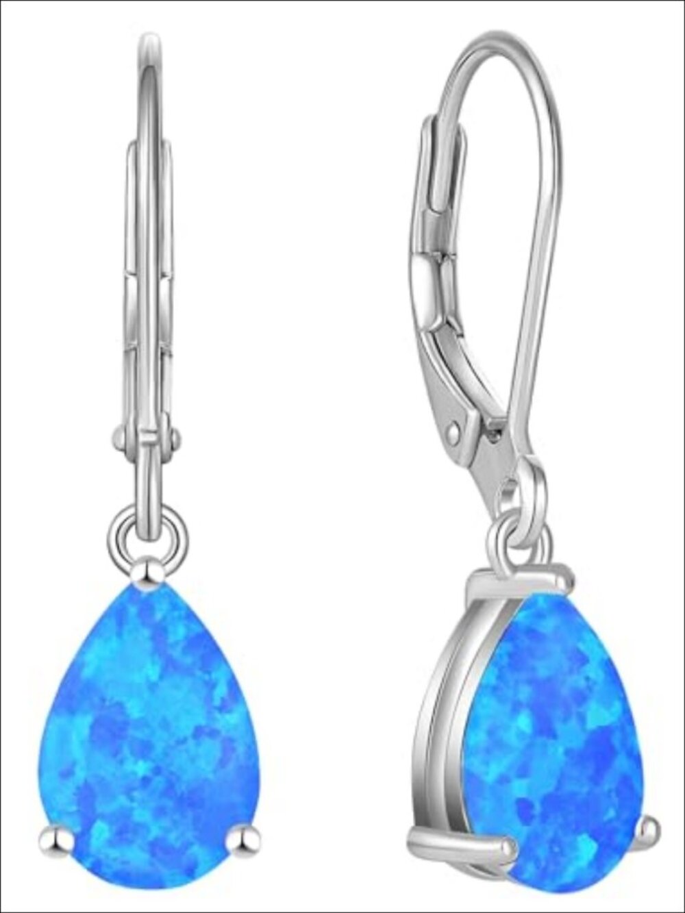 925 Sterling Silver Teardrop Dangle Earrings Women Leverback Drop